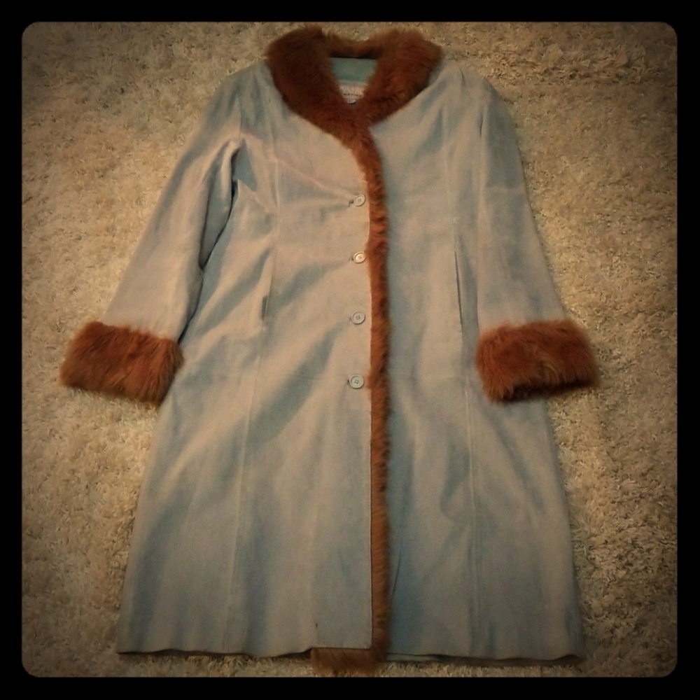 Leather long coat